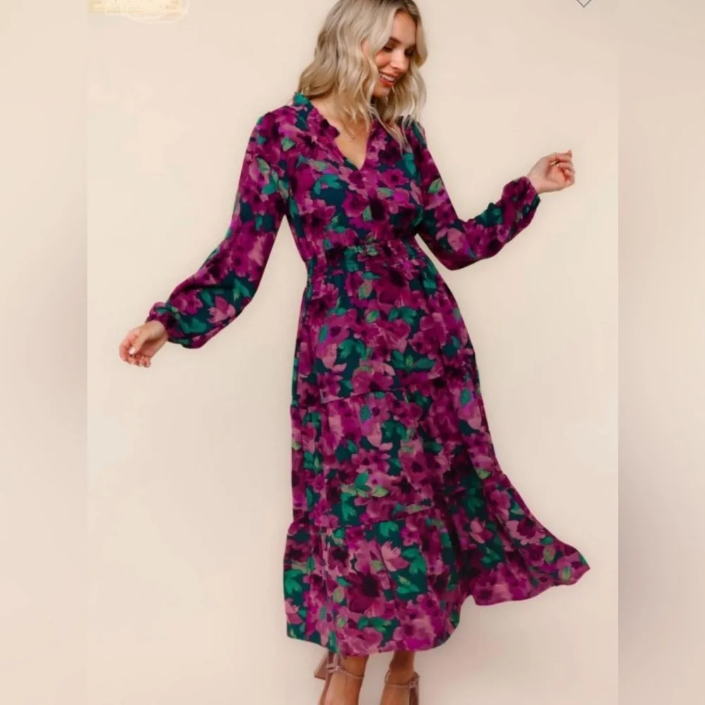 Fit & Flare Smocked Waist Floral Maxi Dress - Picture 1 of 2